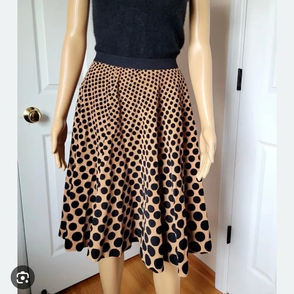 Vintage free people Y2K Polka Dot A-Line stretch Skirt - Black and Tan 6